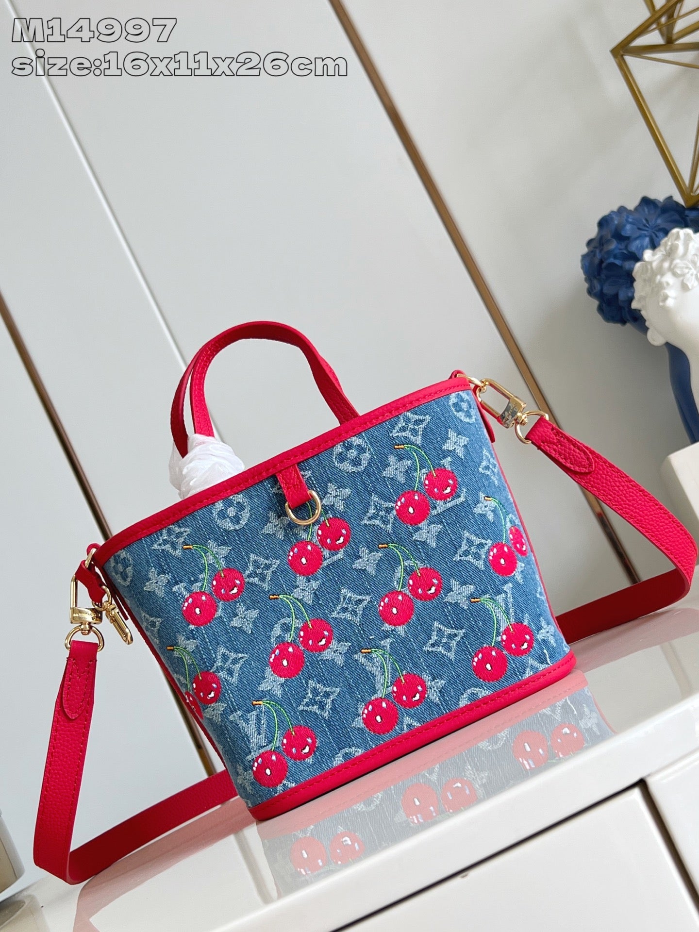 【ルイヴィトン】彩りチェリー刺繍☆ネヴァーフルBB リバーシブル